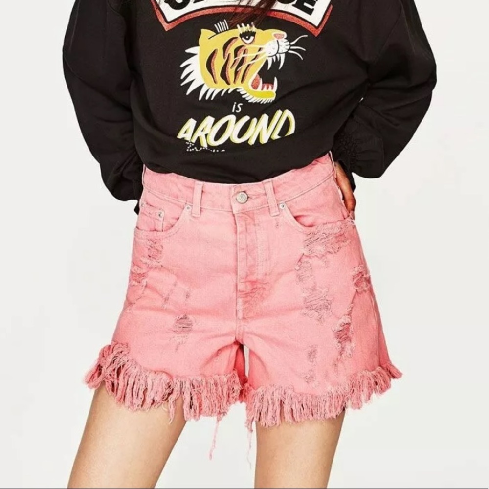 Zara Trafaluc Denim Pink Shorts